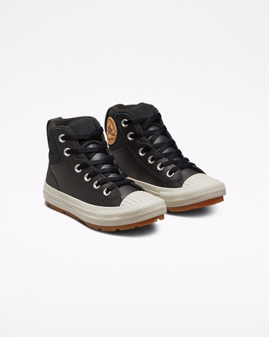 Girls' Converse Leather Chuck Taylor All Star Berkshire Boot Color High Top Shoes Black | AU 165C4Q